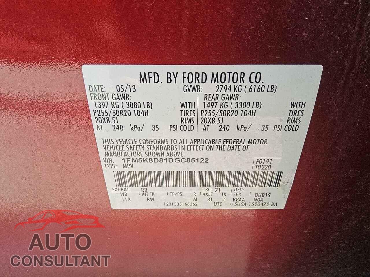 FORD EXPLORER 2013 - 1FM5K8D81DGC85122
