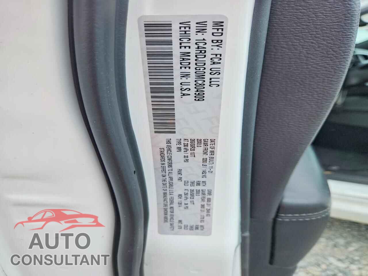 DODGE DURANGO 2021 - 1C4RDJDG0MC804909