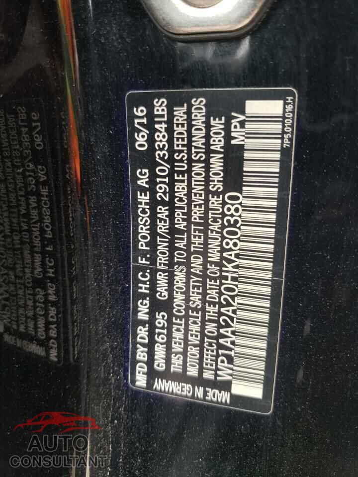 PORSCHE CAYENNE 2017 - WP1AA2A20HKA80380