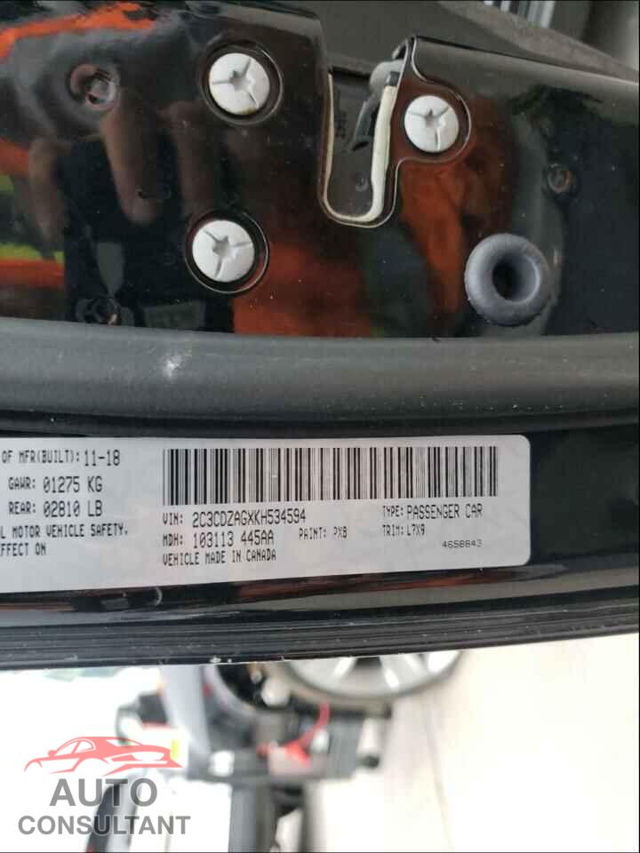 DODGE CHALLENGER 2019 - 2C3CDZAGXKH534594