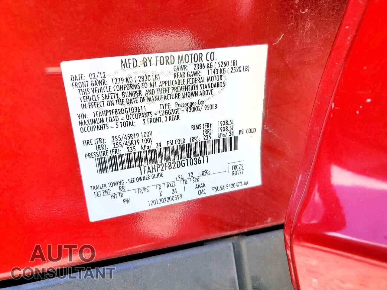 FORD TAURUS 2013 - 1FAHP2F82DG103611