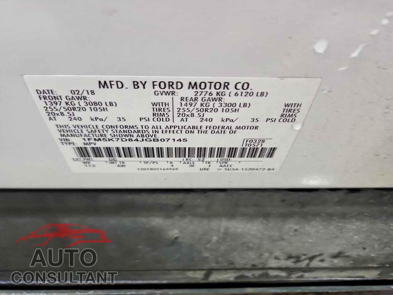 FORD EXPLORER 2018 - 1FM5K7D84JGB07145