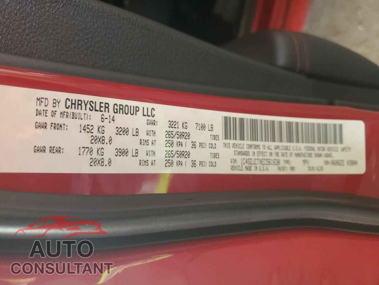 DODGE DURANGO 2014 - 1C4SDJCTXEC561630