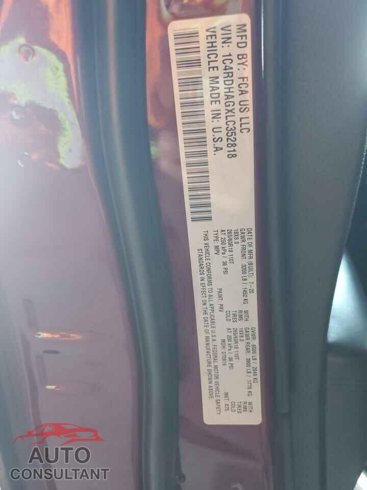DODGE DURANGO 2020 - 1C4RDHAGXLC352818