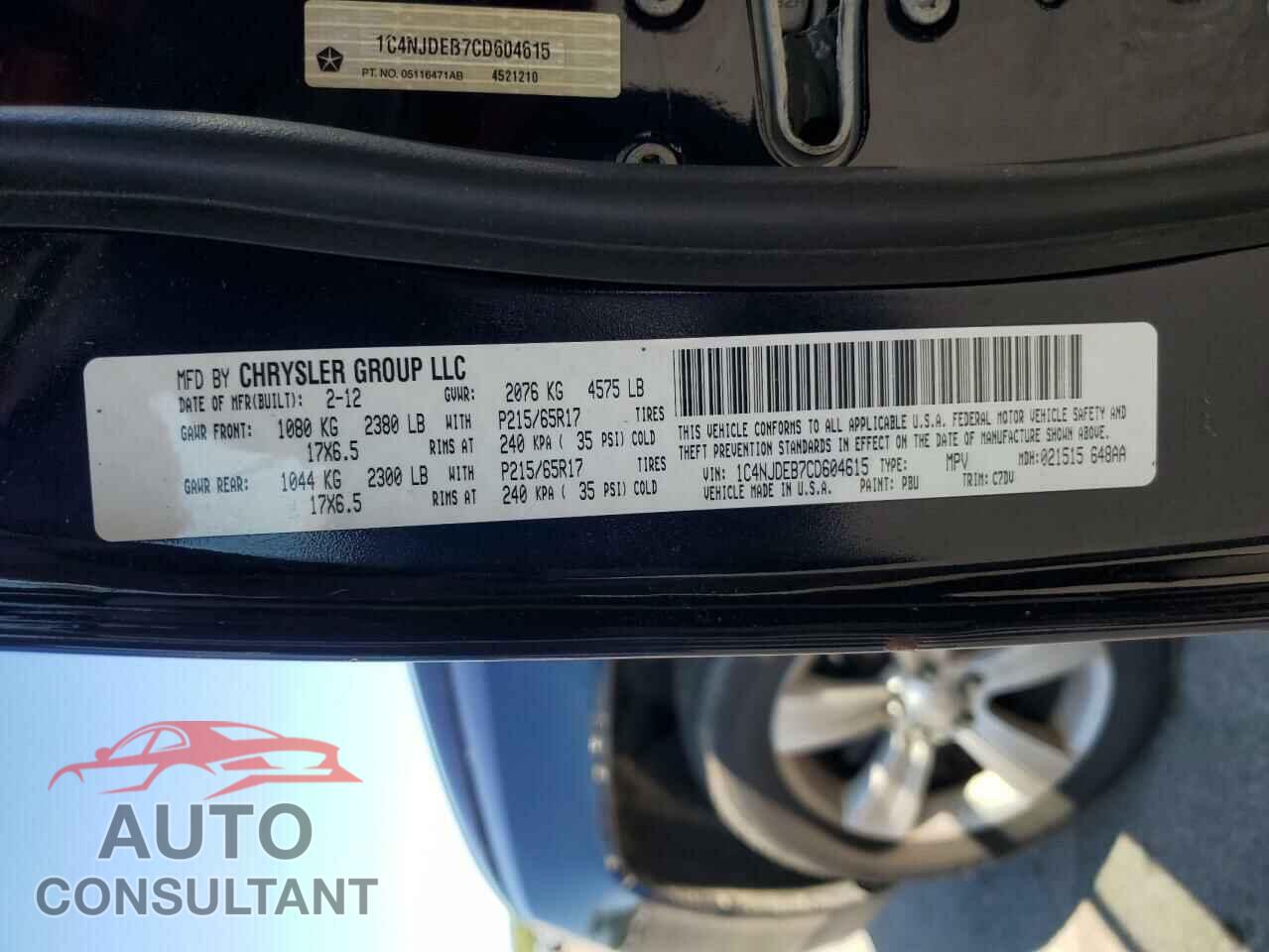 JEEP COMPASS 2012 - 1C4NJDEB7CD604615
