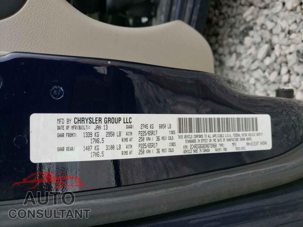 DODGE CARAVAN 2013 - 2C4RDGBG8DR672060