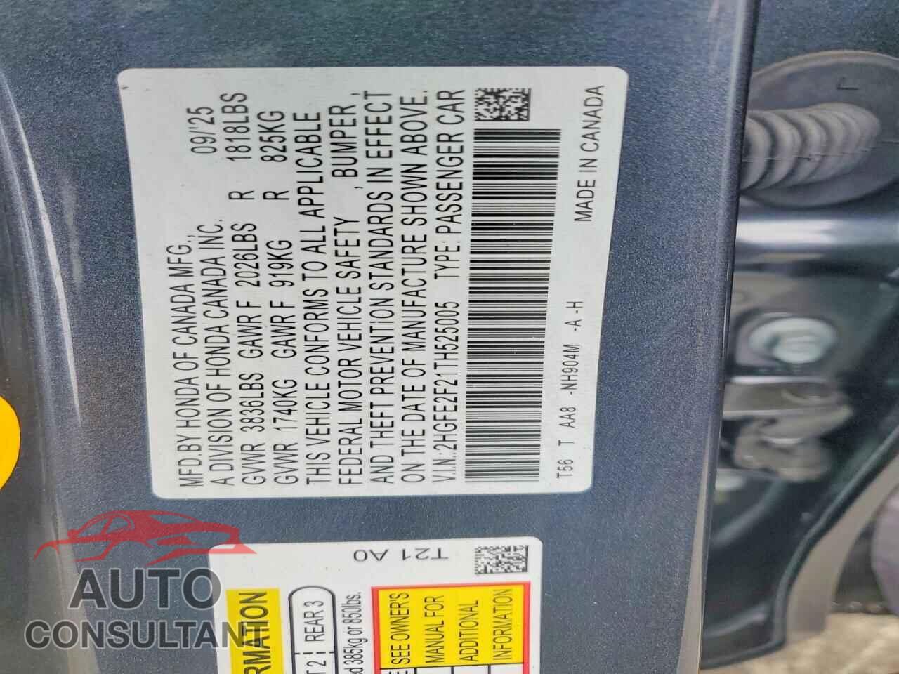 HONDA CIVIC 2026 - 2HGFE2F21TH525005