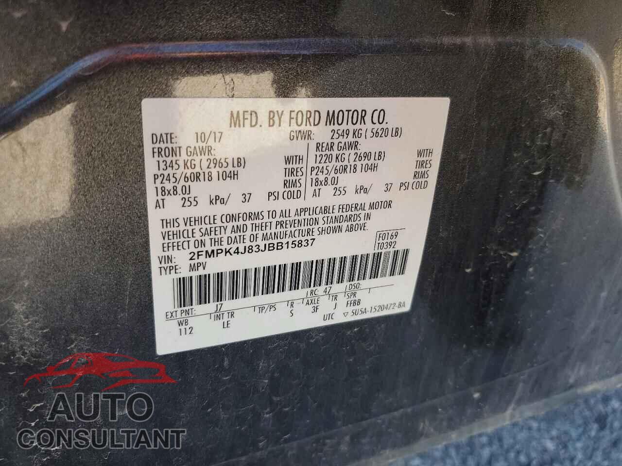 FORD EDGE 2018 - 2FMPK4J83JBB15837