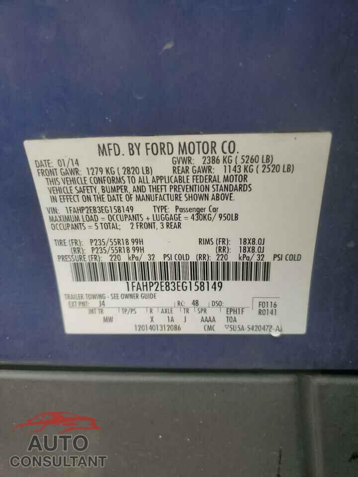 FORD TAURUS 2014 - 1FAHP2E83EG158149