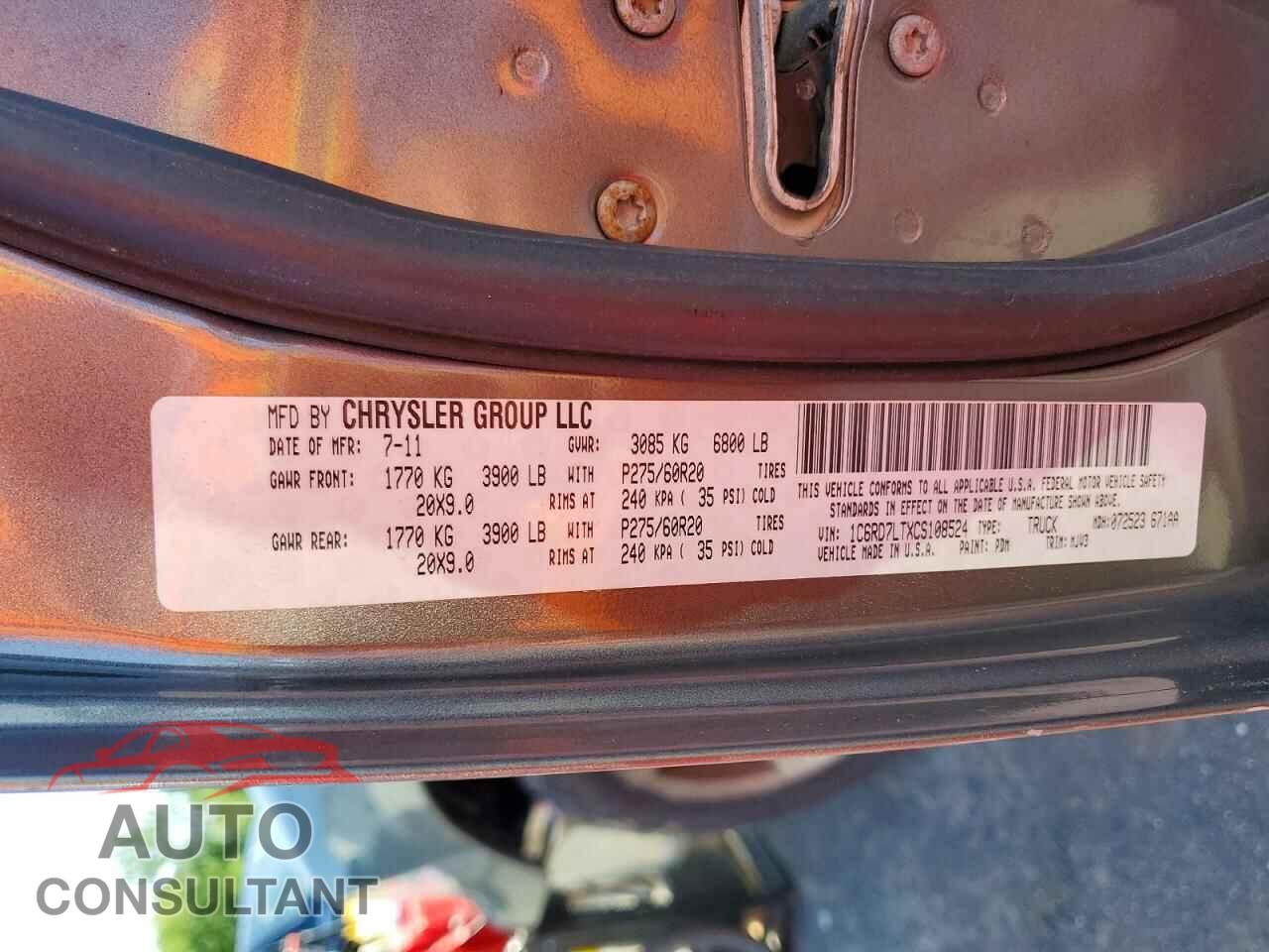 DODGE RAM 1500 2012 - 1C6RD7LTXCS108524