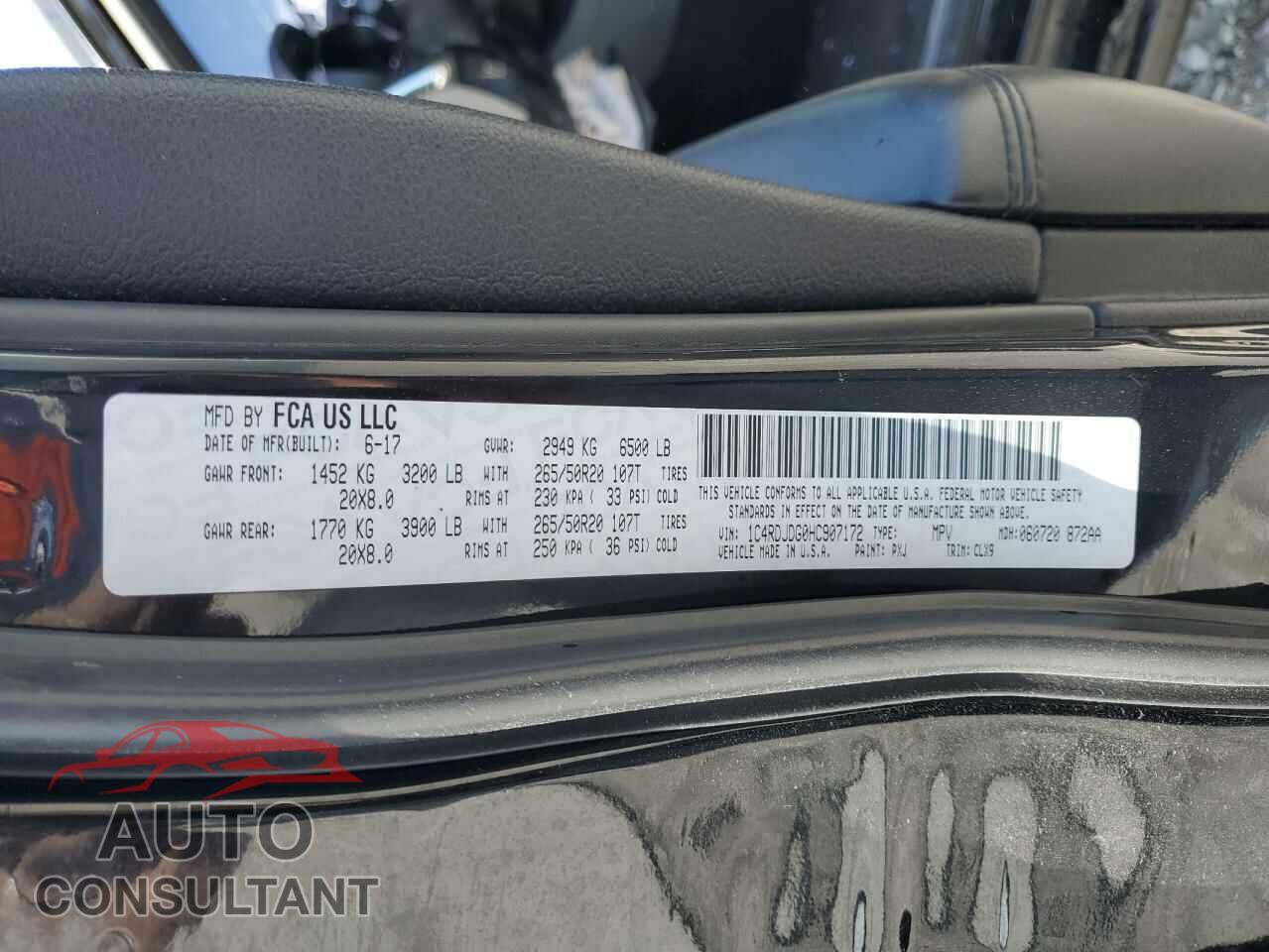 DODGE DURANGO 2017 - 1C4RDJDG0HC907172