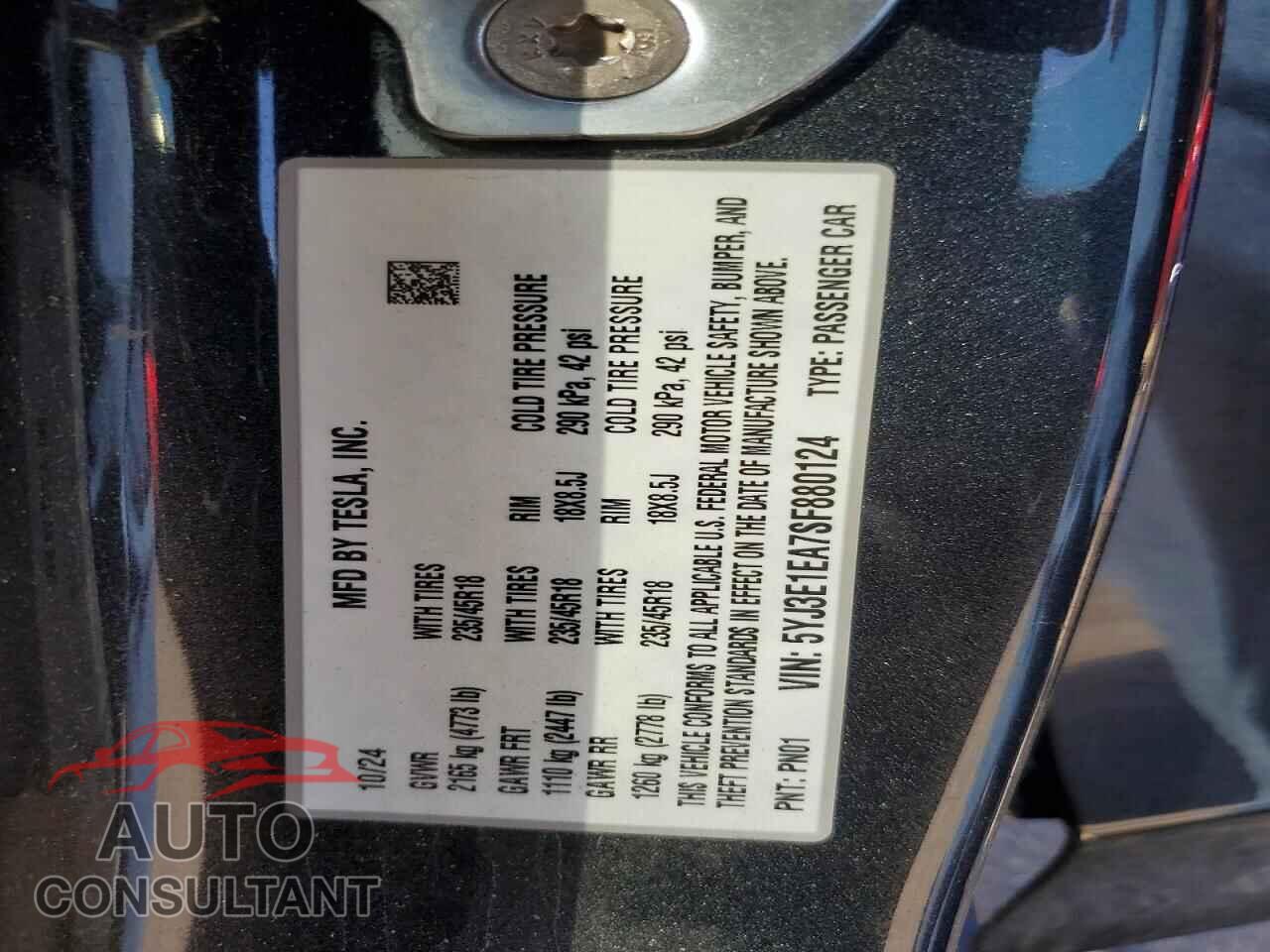 TESLA MODEL 3 2025 - 5YJ3E1EA7SF880124