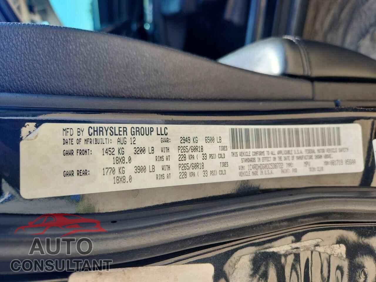 DODGE DURANGO 2013 - 1C4RDHDG0DC538722