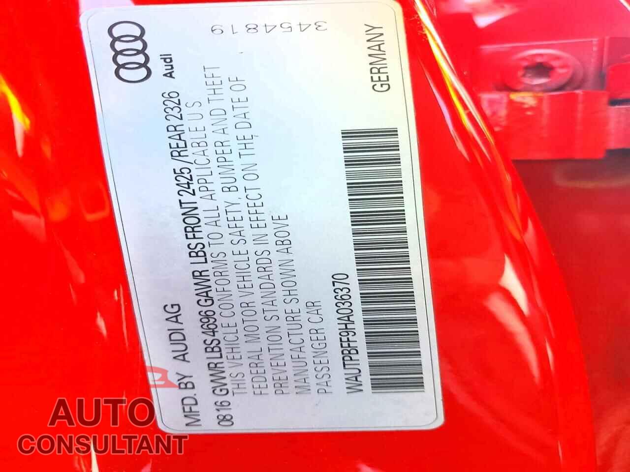 AUDI A3 2017 - WAUTPBFF9HA036370