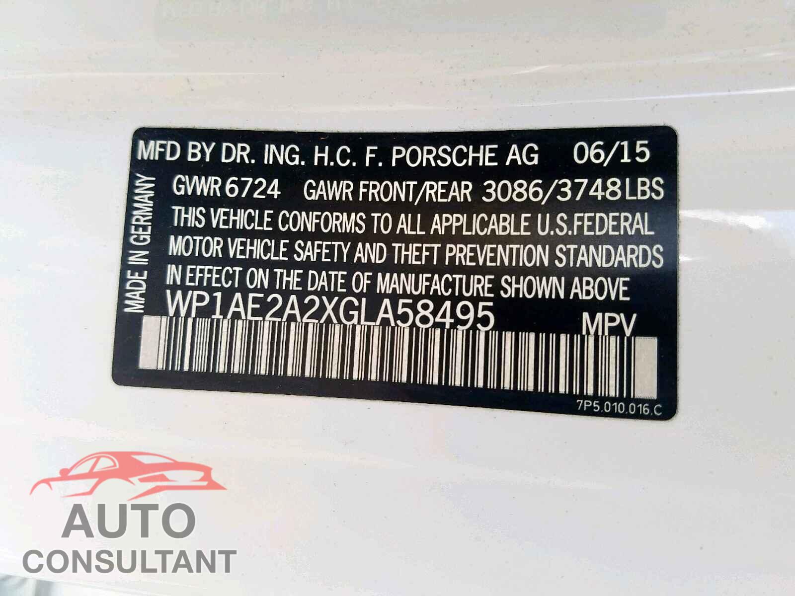 PORSCHE CAYENNE SE 2016 - WP1AE2A2XGLA58495