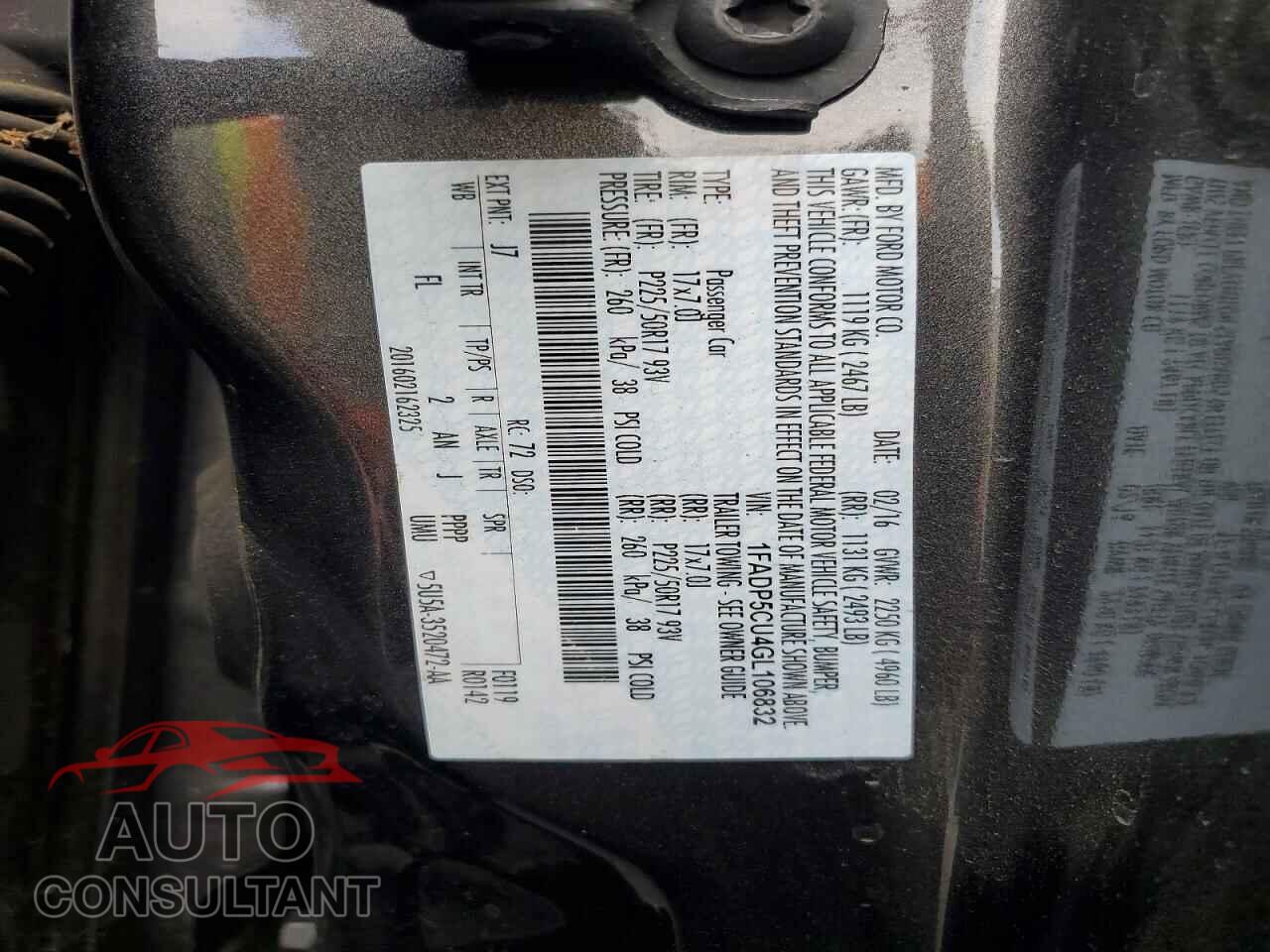 FORD CMAX 2016 - 1FADP5CU4GL106832