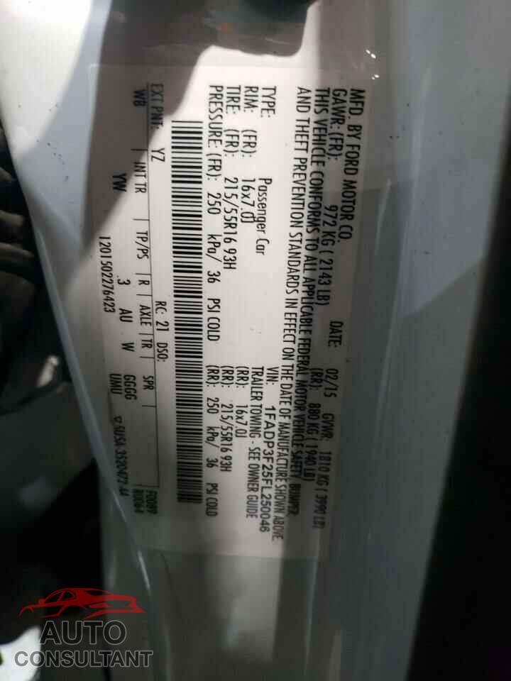 FORD FOCUS 2015 - 1FADP3F25FL250046
