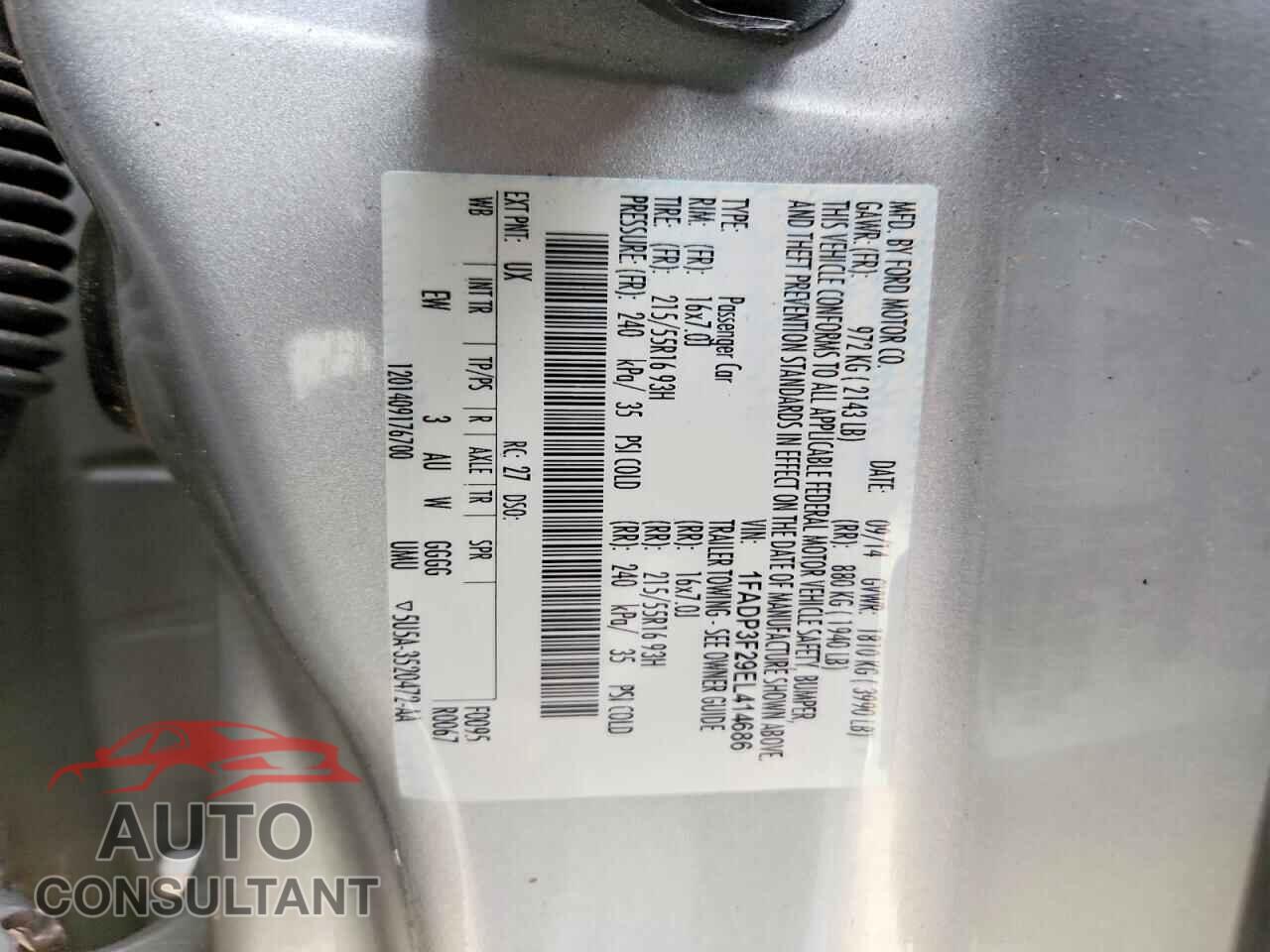 FORD FOCUS 2014 - 1FADP3F29EL414686