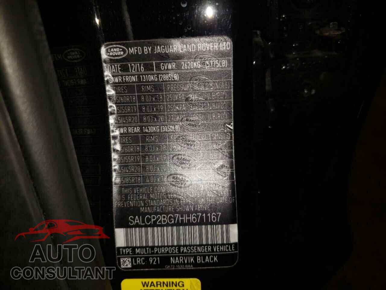 LAND ROVER DISCOVERY 2017 - SALCP2BG7HH671167