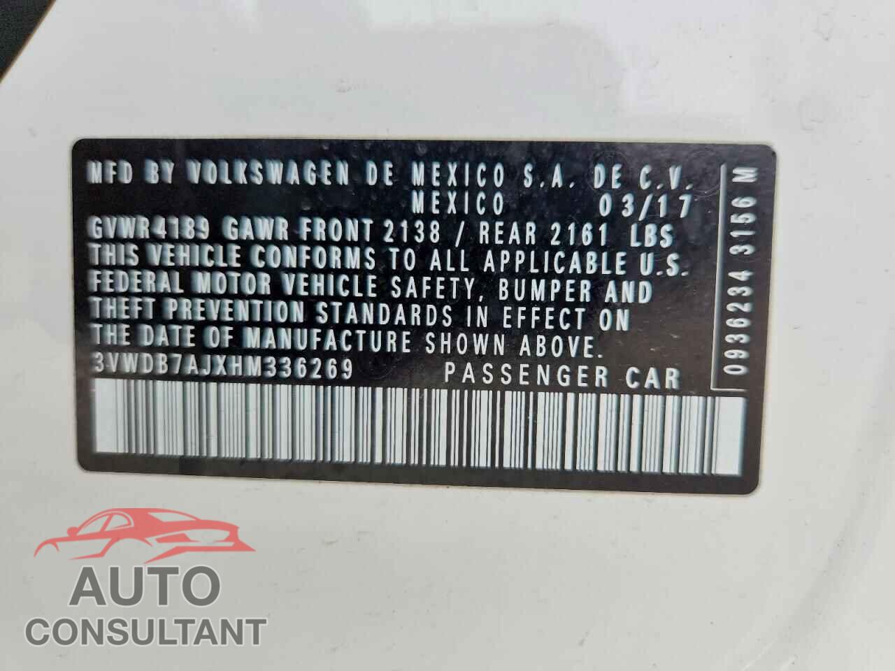 VOLKSWAGEN JETTA 2017 - 3VWDB7AJXHM336269