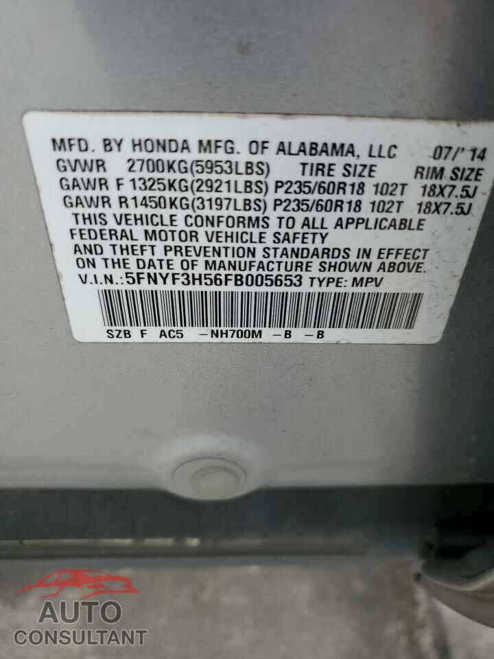 HONDA PILOT 2015 - 5FNYF3H56FB005653