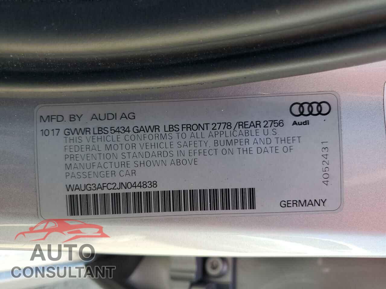 AUDI A6 2018 - WAUG3AFC2JN044838