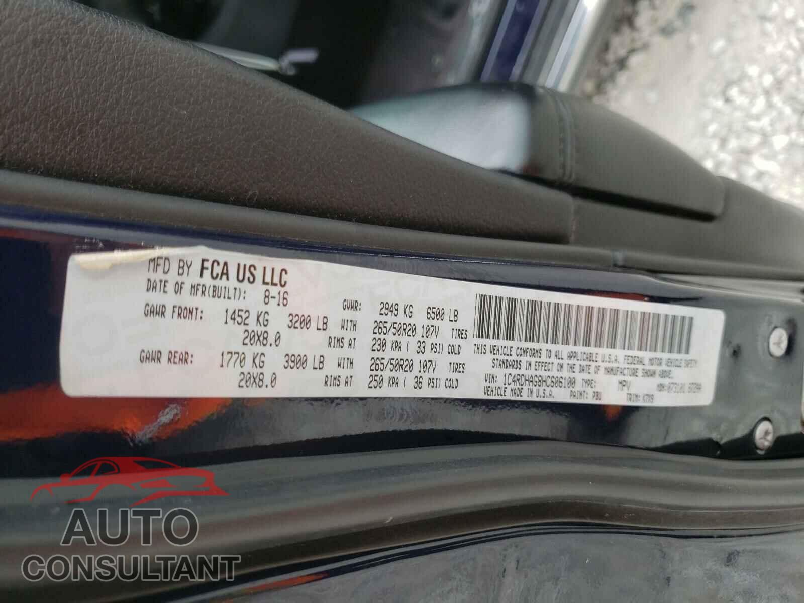 DODGE DURANGO 2017 - 1C4RDHAG8HC606100