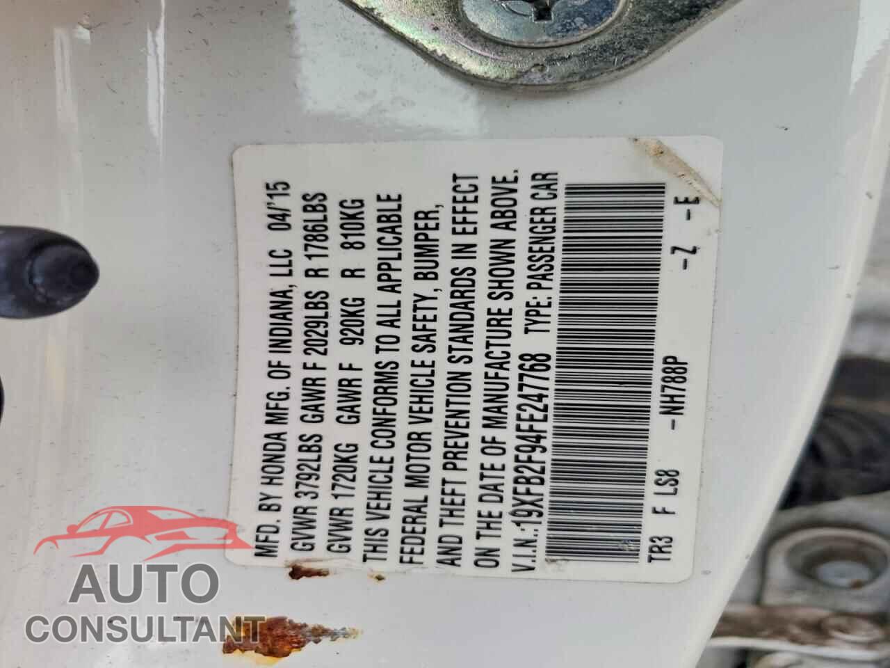 HONDA CIVIC 2015 - 19XFB2F94FE247768