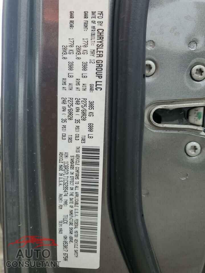 DODGE RAM 1500 2012 - 1C6RD7LT1CS295474
