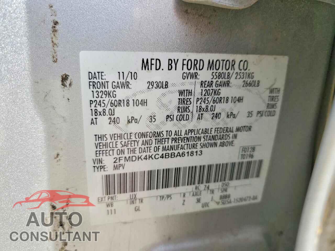 FORD EDGE 2011 - 2FMDK4KC4BBA61813