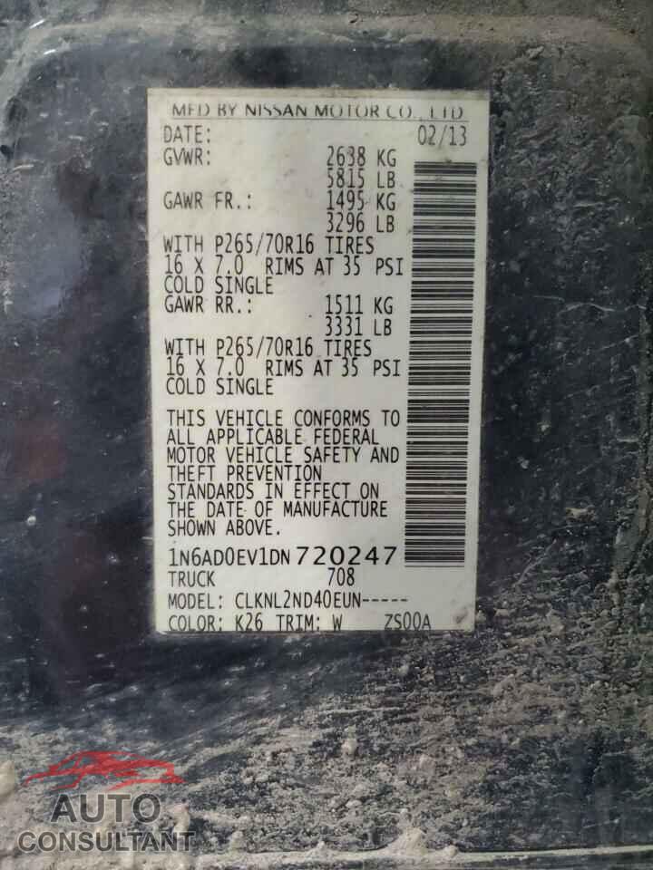 NISSAN FRONTIER 2013 - 1N6AD0EV1DN720247