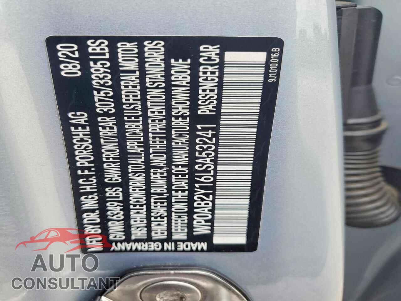 PORSCHE TAYCAN 2020 - WP0AB2Y16LSA53241