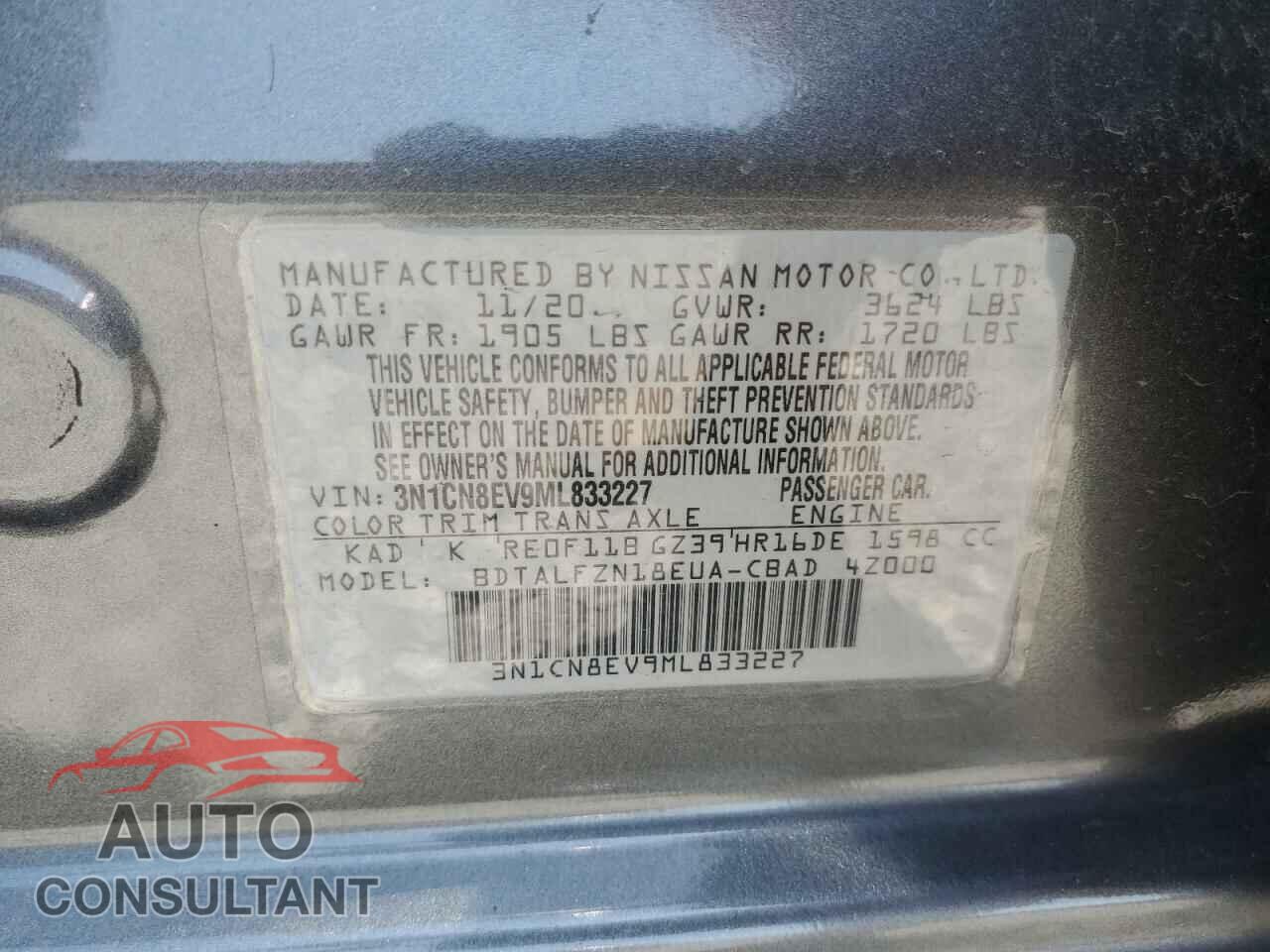 NISSAN VERSA 2021 - 3N1CN8EV9ML833227