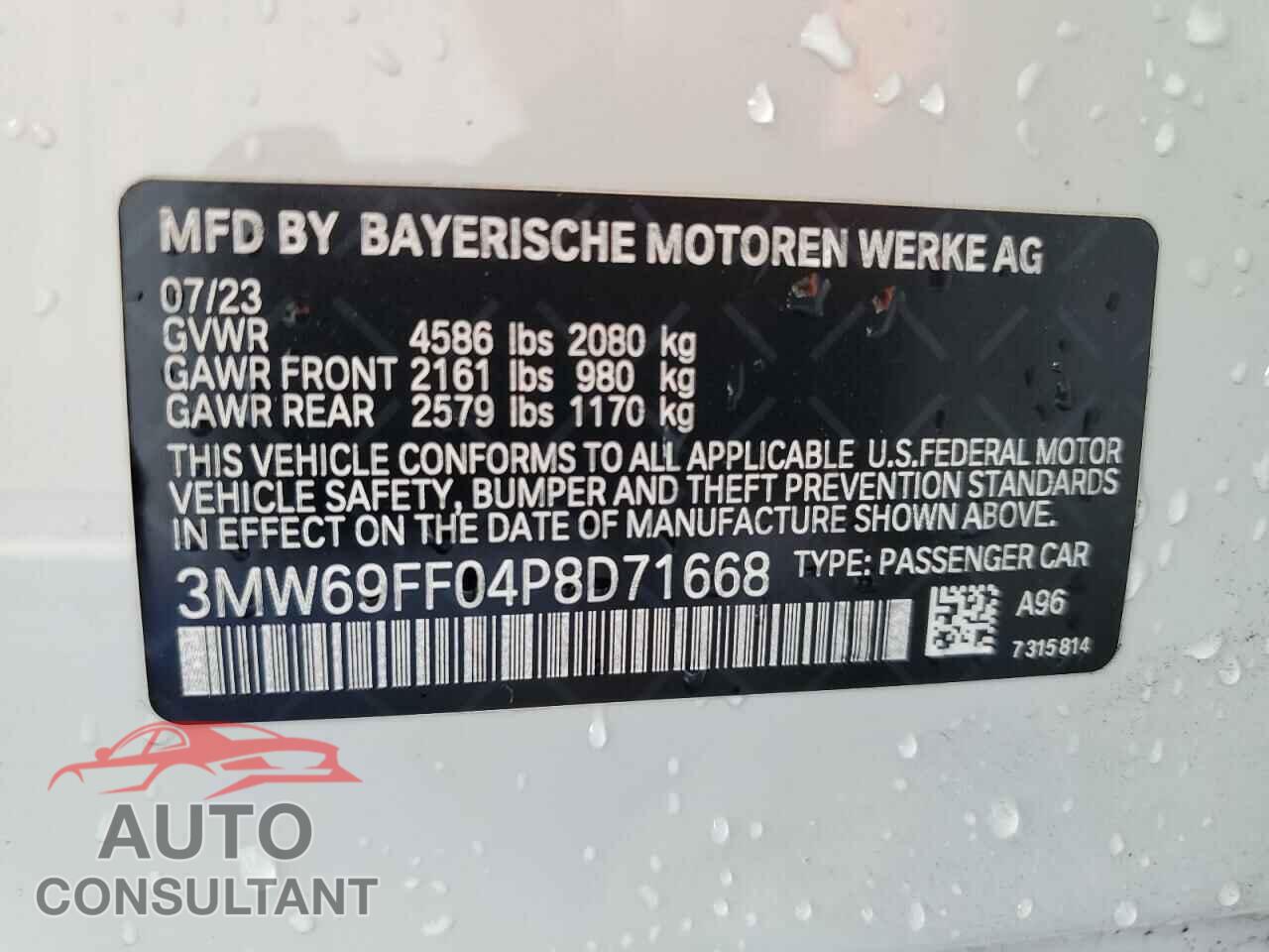 BMW 3 SERIES 2023 - 3MW69FF04P8D71668