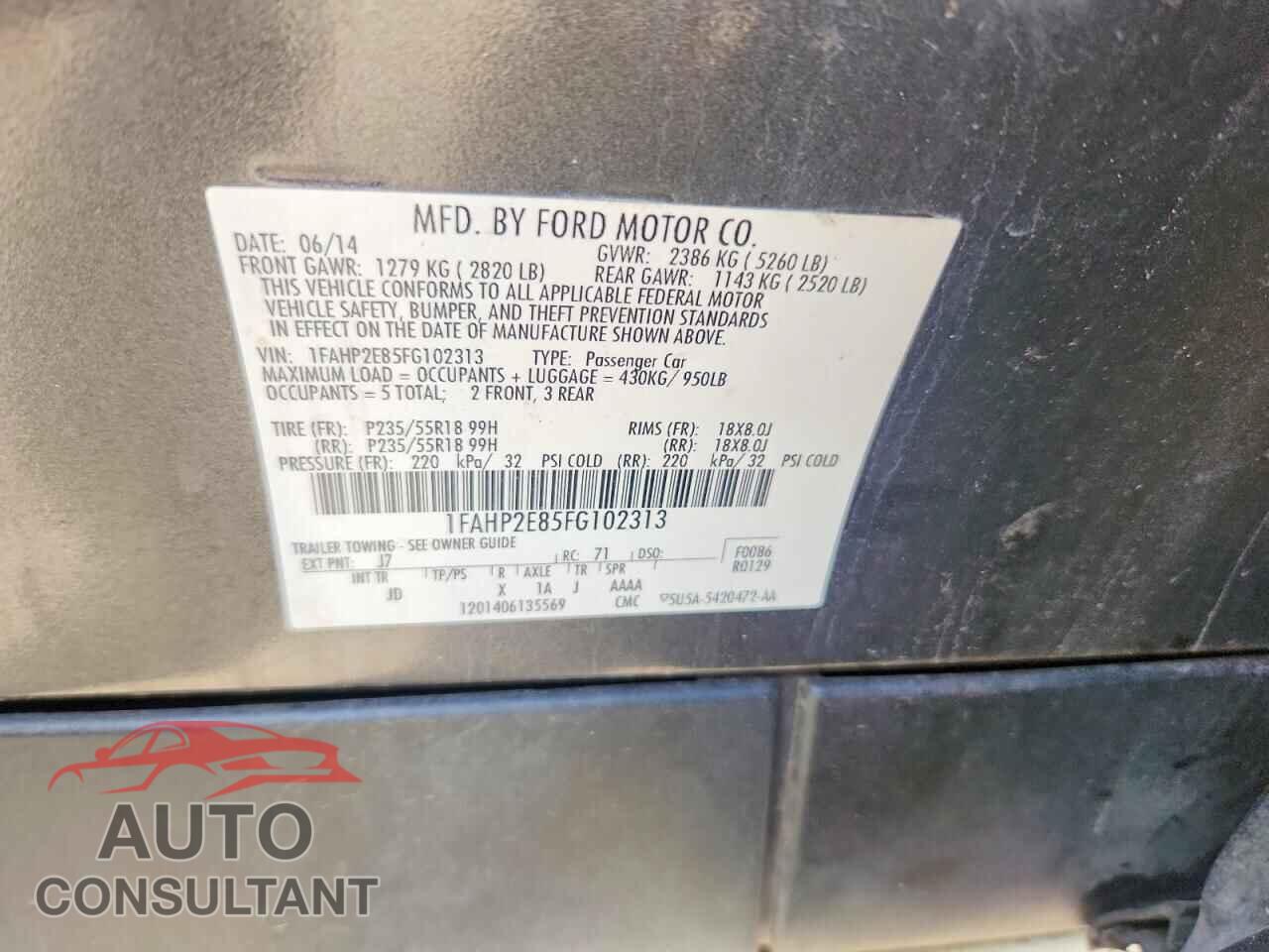 FORD TAURUS 2015 - 1FAHP2E85FG102313