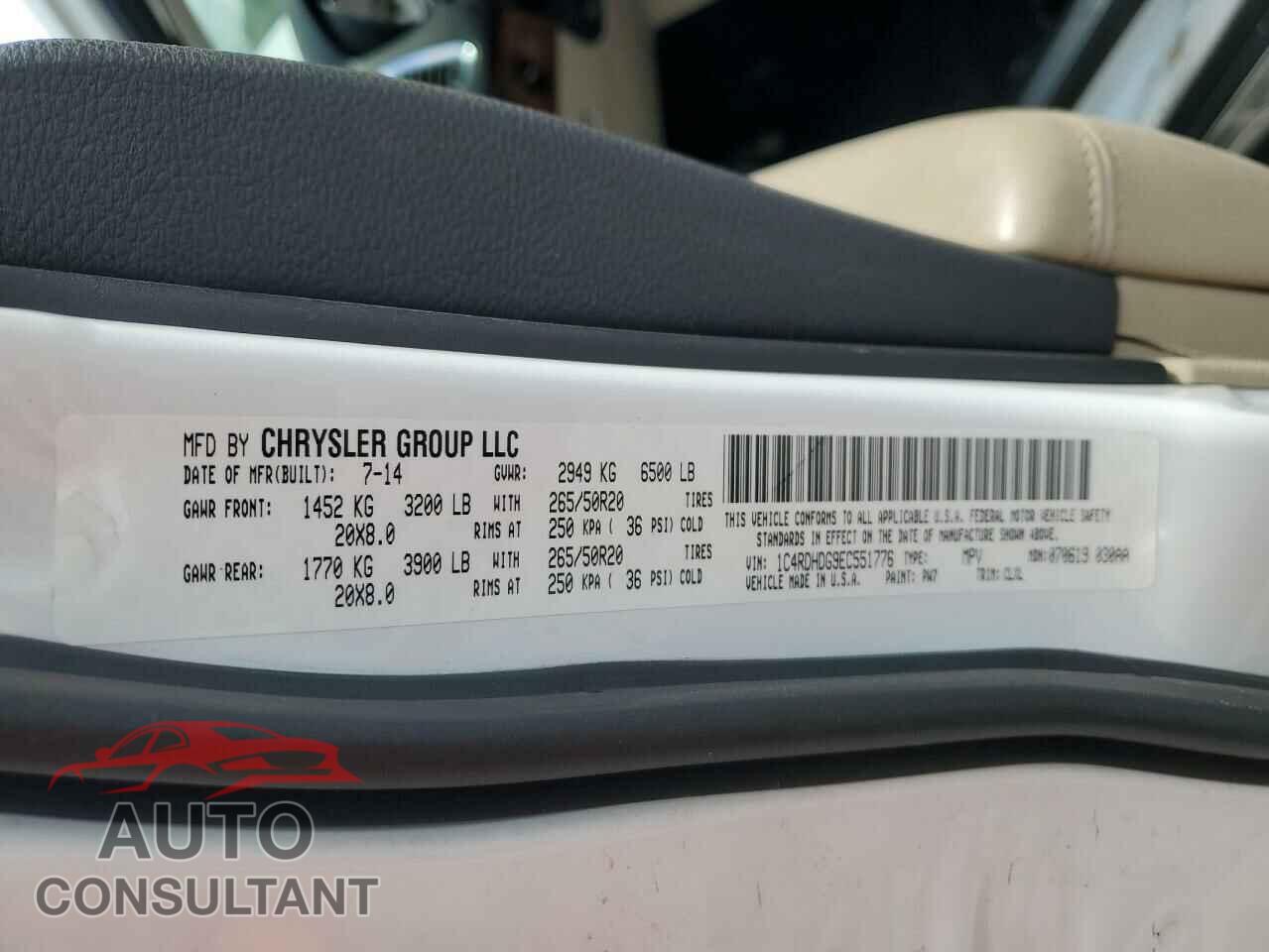 DODGE DURANGO 2014 - 1C4RDHDG9EC551776