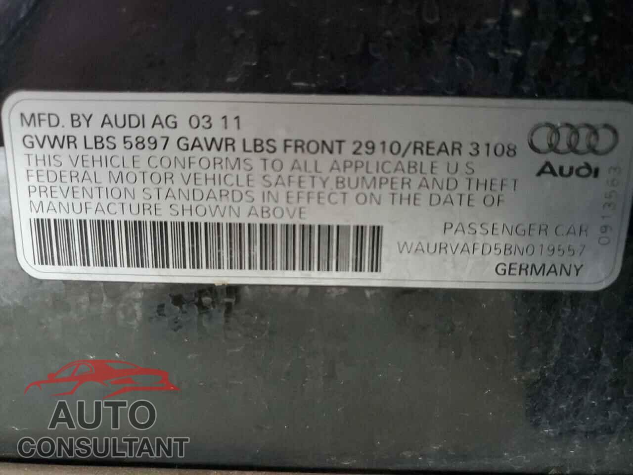 AUDI A8 2011 - WAURVAFD5BN019557