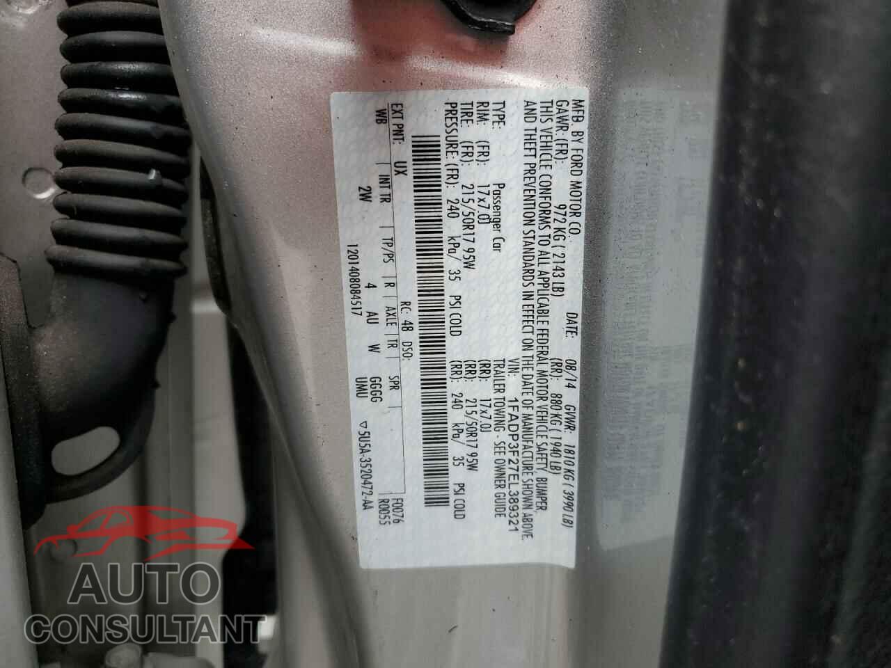 FORD FOCUS 2014 - 1FADP3F27EL389321