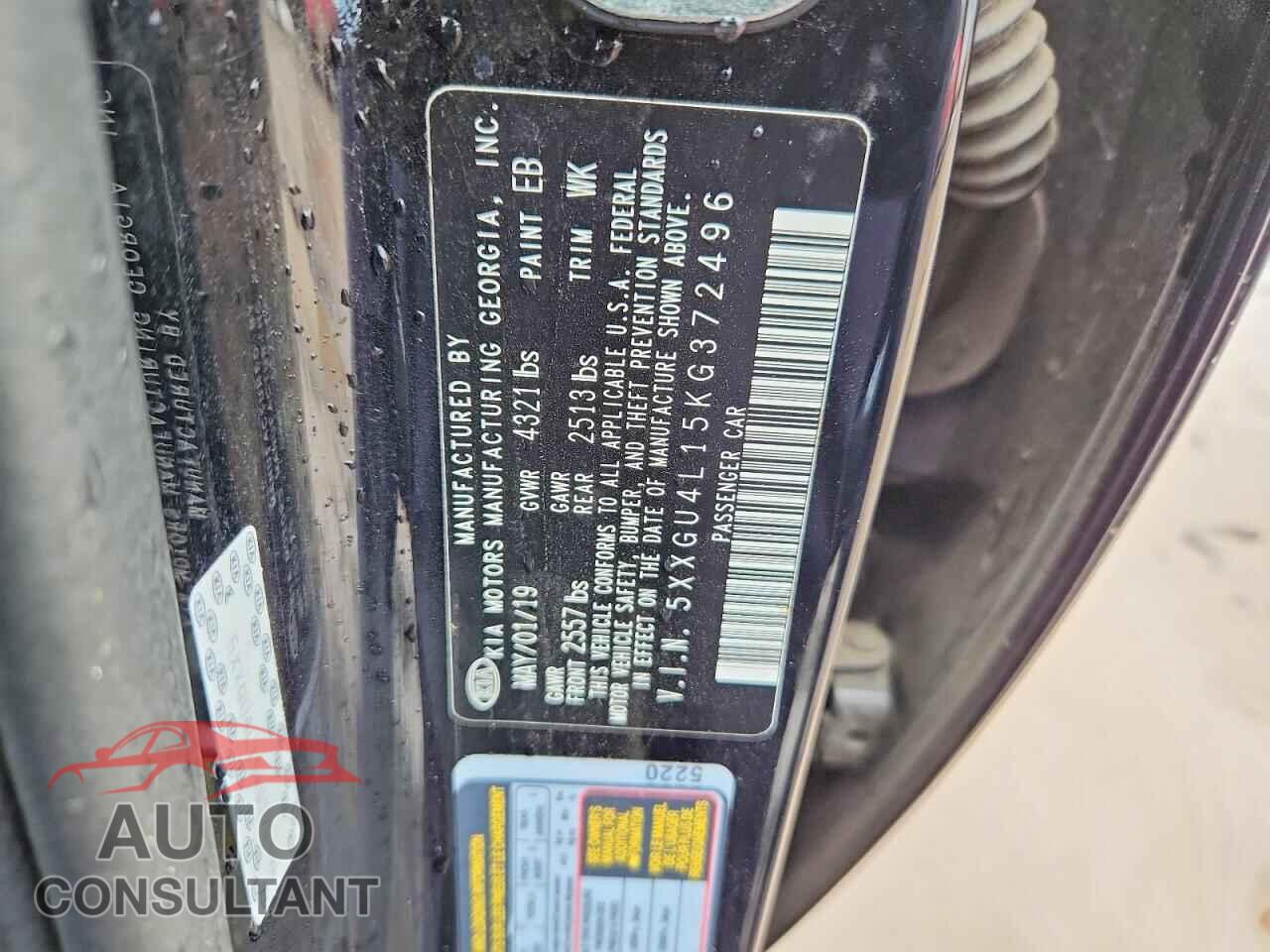 KIA OPTIMA 2019 - 5XXGU4L15KG372496