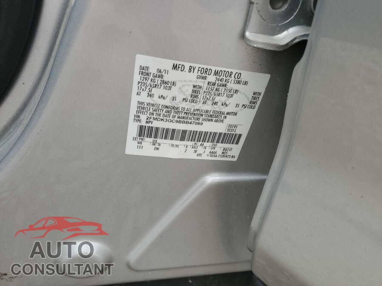 FORD EDGE 2011 - 2FMDK3GC9BBB47069
