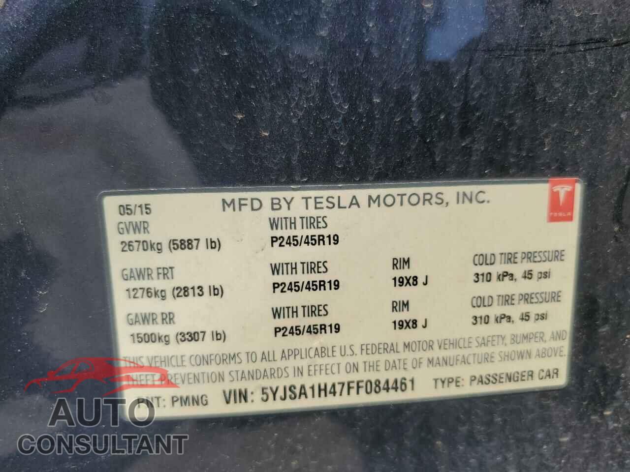 TESLA MODEL S 2015 - 5YJSA1H47FF084461