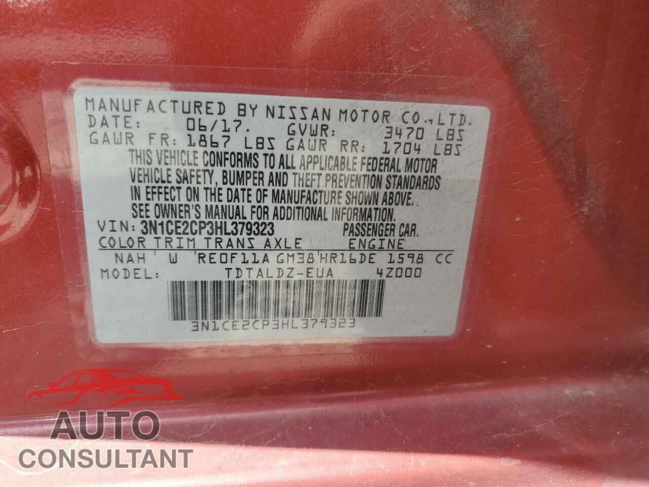 NISSAN VERSA 2017 - 3N1CE2CP3HL379323