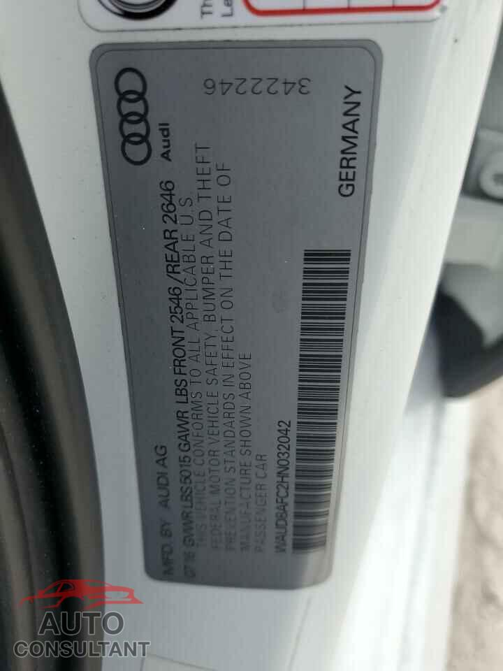 AUDI A6 2017 - WAUD8AFC2HN032042