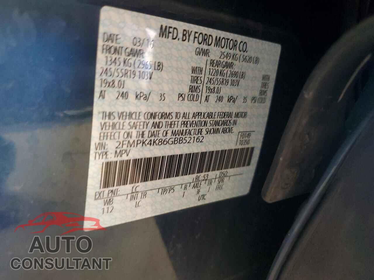 FORD EDGE 2016 - 2FMPK4K86GBB52162