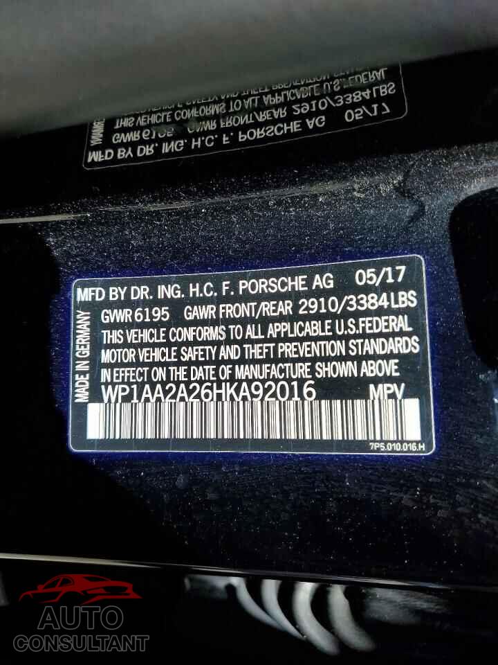PORSCHE CAYENNE 2017 - WP1AA2A26HKA92016