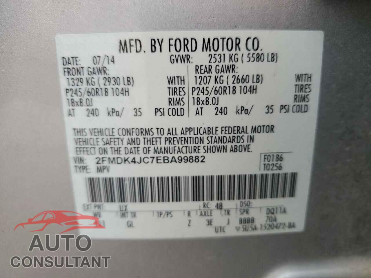 FORD EDGE 2014 - 2FMDK4JC7EBA99882