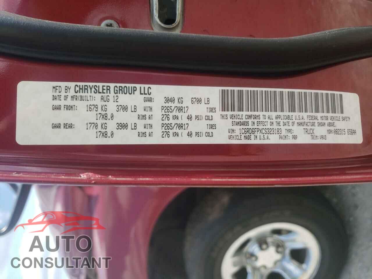 DODGE RAM 1500 2012 - 1C6RD6FPXCS323183