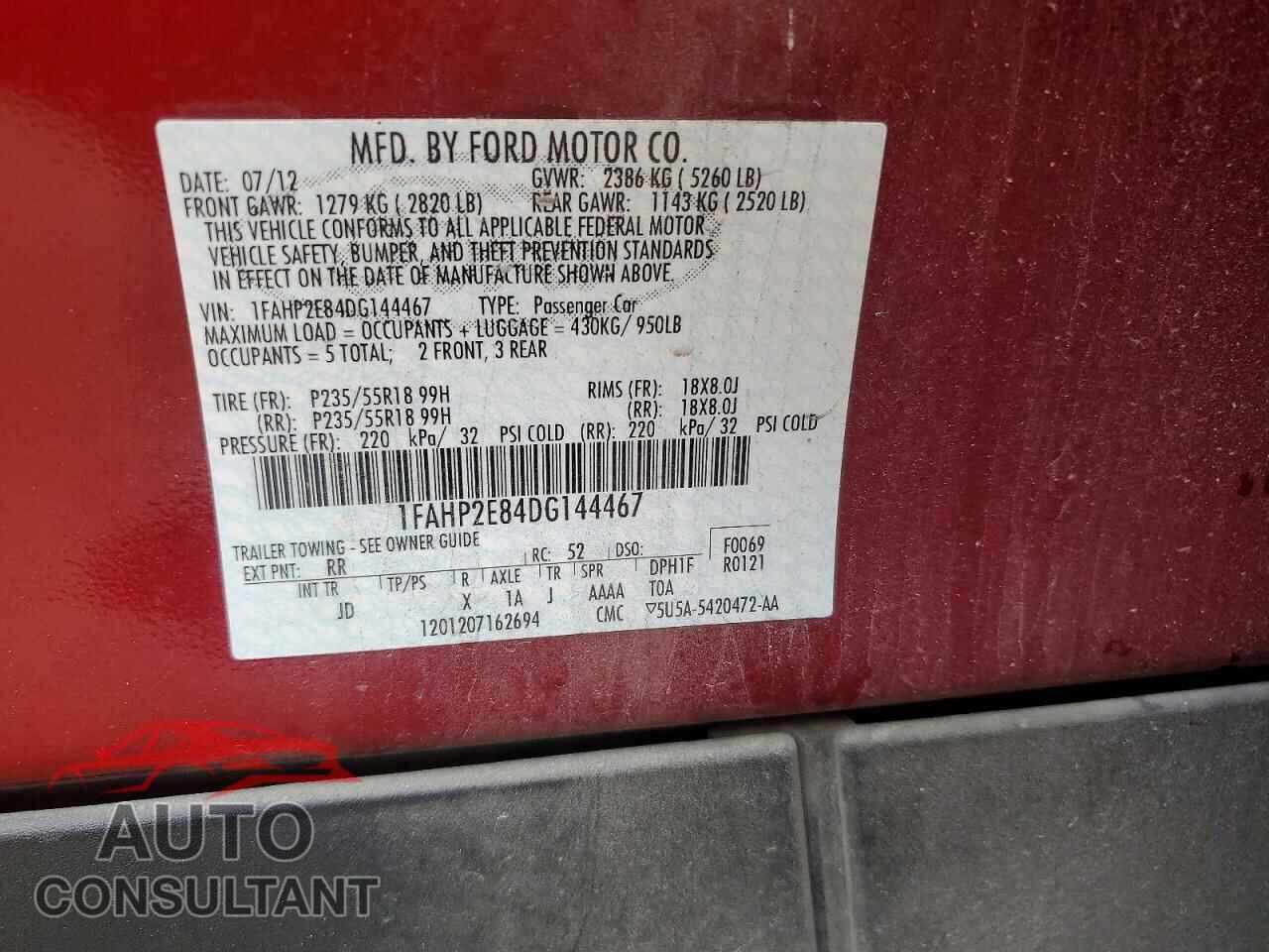FORD TAURUS 2013 - 1FAHP2E84DG144467