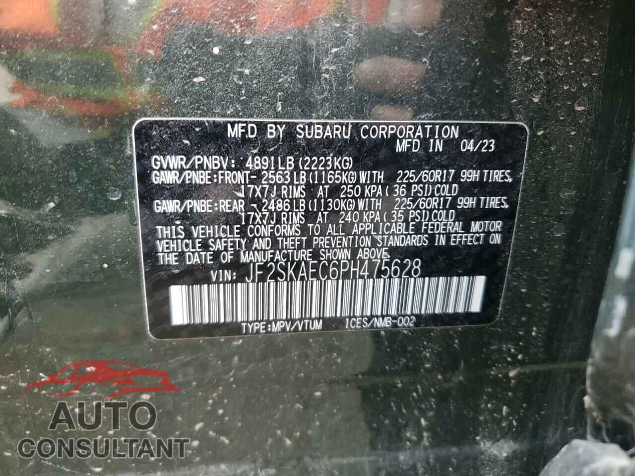 SUBARU FORESTER 2023 - JF2SKAEC6PH475628