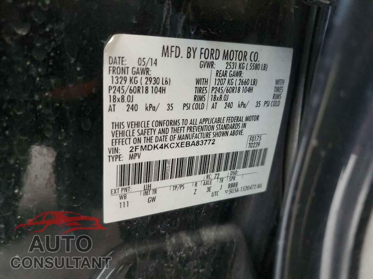 FORD EDGE 2014 - 2FMDK4KCXEBA83772